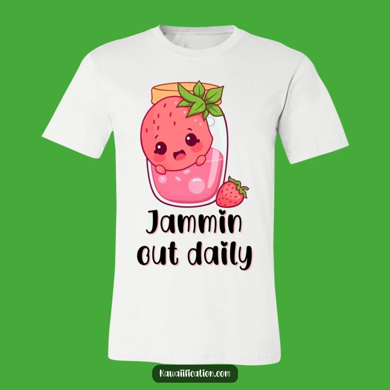 Funny Surprised Strawberry Jam Jar T-Shirt - Fruity Cartoon Apparel Gift!