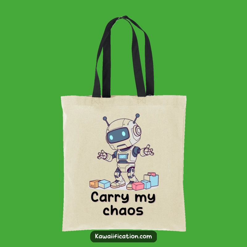 Funny Clumsy Robot Tote Bag: Carry your essentials (and your laughs) with this quirky design!