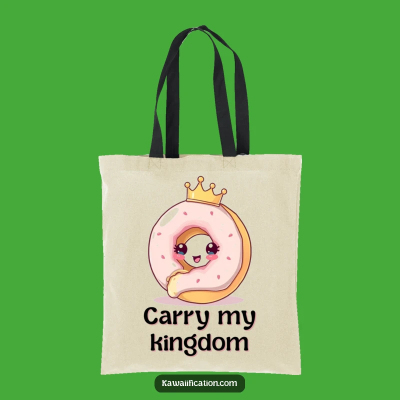 Funny Donut Crown Tote Bag - Regal Escape, Carry Your Treats Funny Gift!