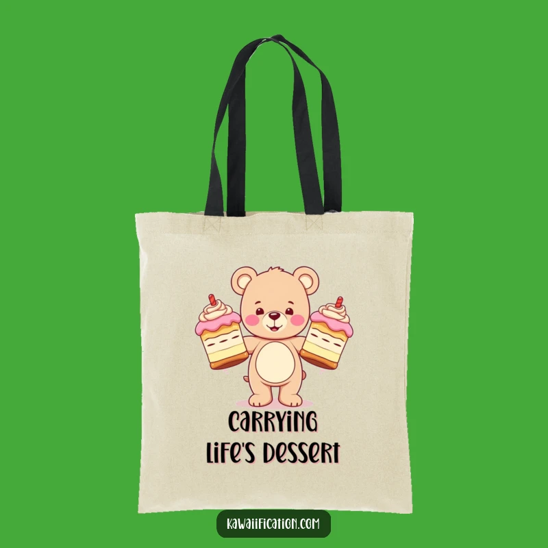 Funny Teddy Bear Juggling Tote Bag: Happy Cakes Carry-All, Sweet Style Bag