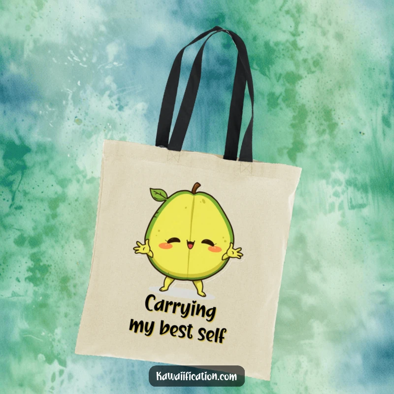 Funny Tote Bag with a confident avocado performing a dramatic split, perfect for stylish and humorous carrying.