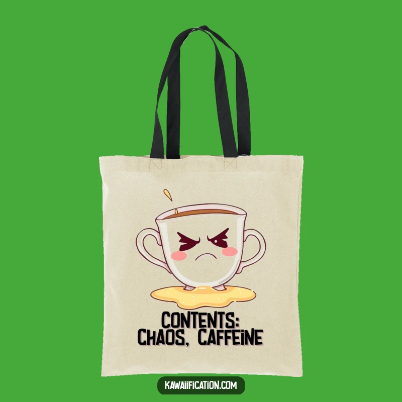 Funny Grumpy Teacup Tote Bag: Hilarious Coffee Spill Accessory Gift